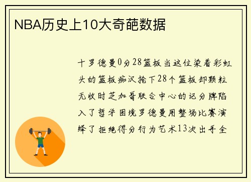 NBA历史上10大奇葩数据